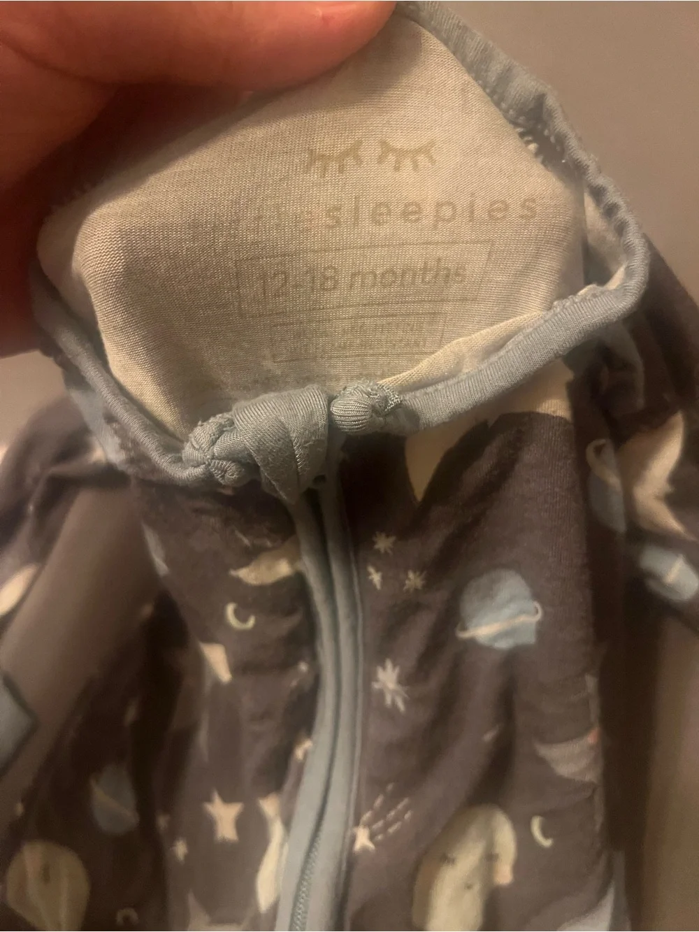Little sleepies Moon & Stars Pajama footies - Gray/Blue